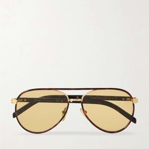 Prada Brown Aviator Sunglasses with Gold Detail